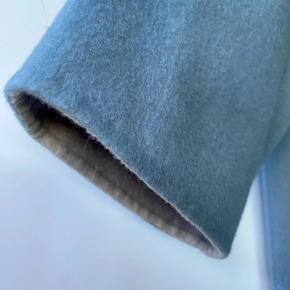 Max Mara Reversible Wool & Angora Short Wrap Coat, Blue & Gray, size It 42, US 6 - Picture 6 of 15